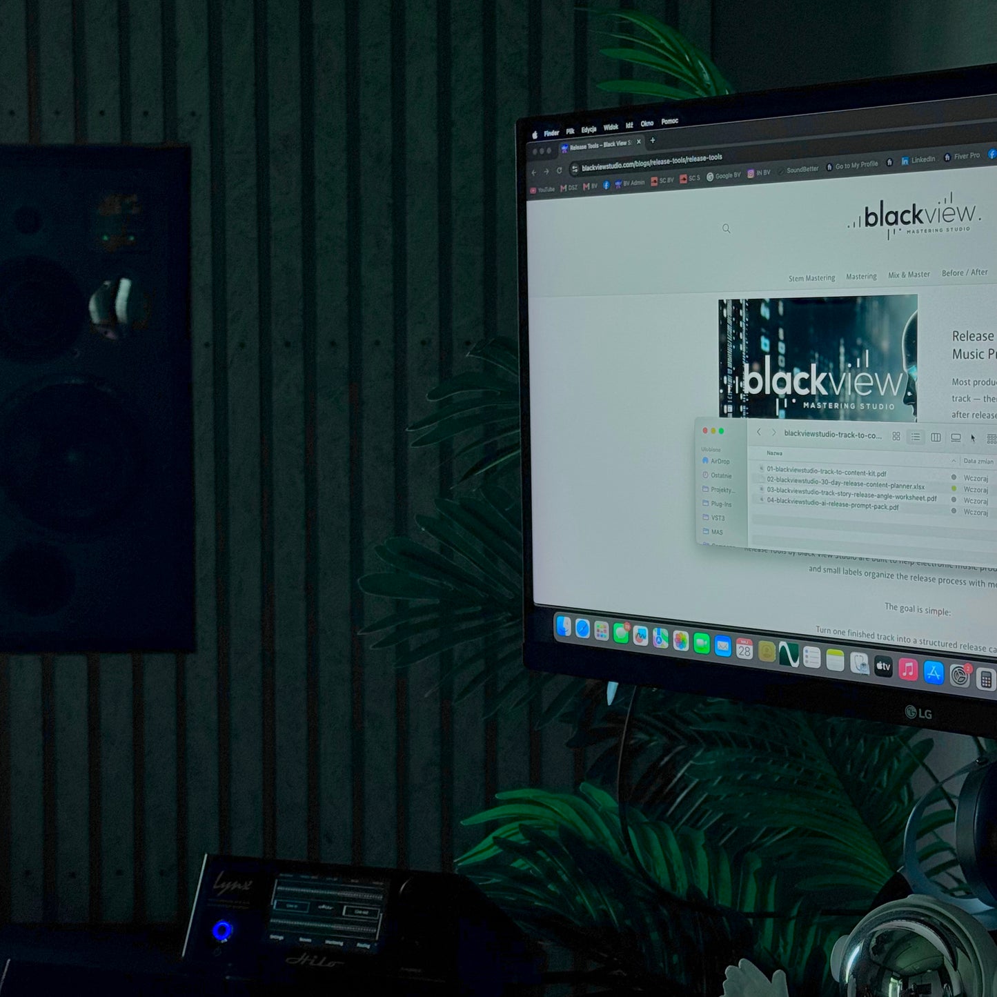 Black View Studio Track-to-Content Kit product preview in a studio environment for electronic music release planning.