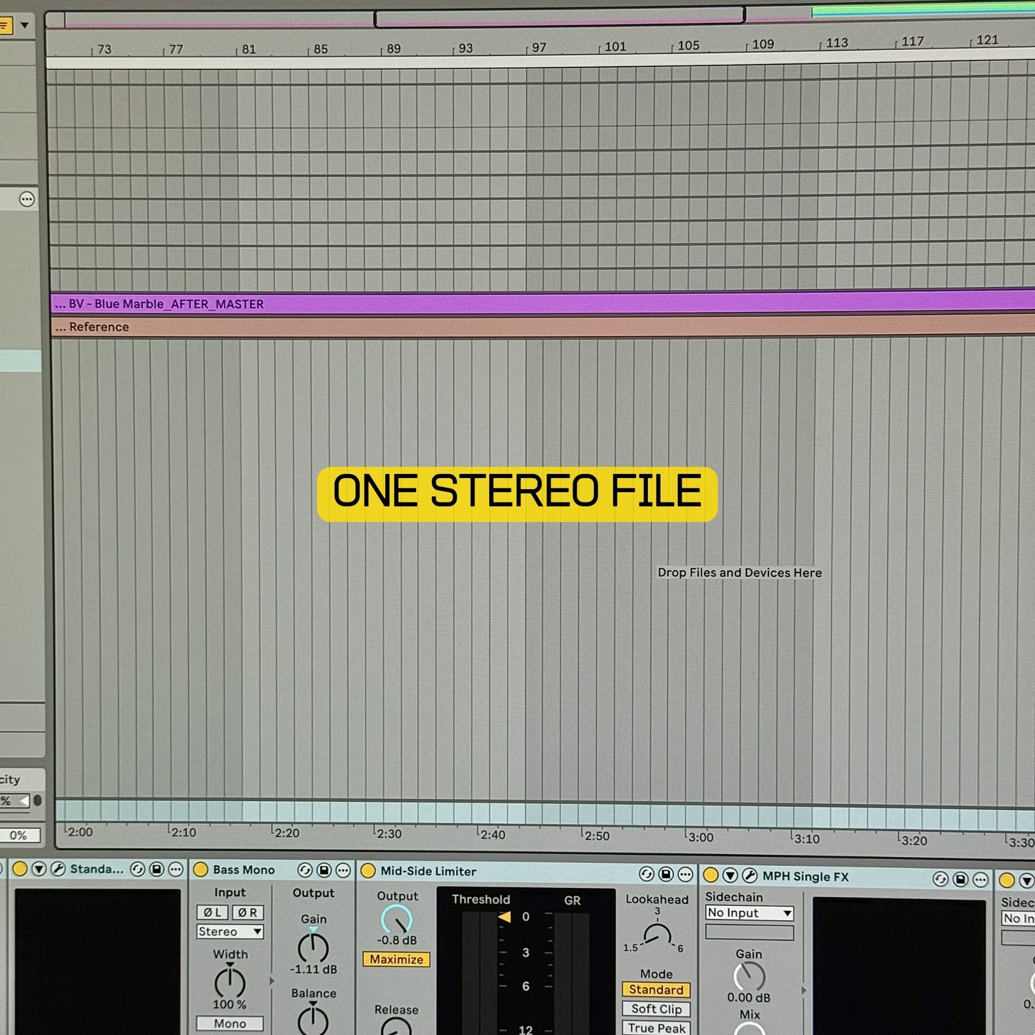 Stereo mastering workflow using a single stereo file